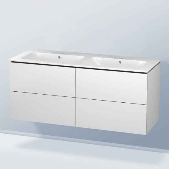 Duravit ME by Starck 雙洗臉盆，配有 L-Cube 梳妝台，附 4 個拉出式隔間