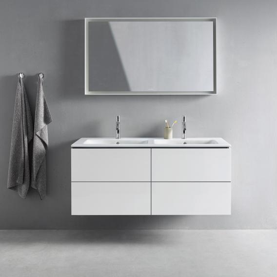 Duravit ME by Starck 雙洗臉盆，配有 L-Cube 梳妝台，附 4 個拉出式隔間