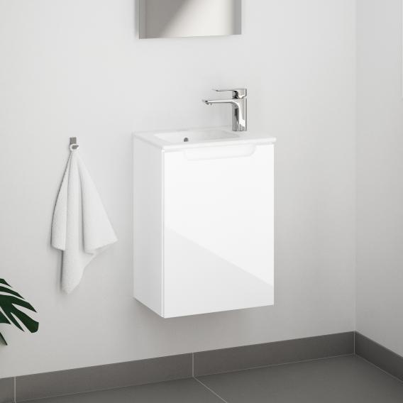 Duravit ME by Starck hand washbasin with evineo ineo5 vanity unit with 1 door, with recessed handle