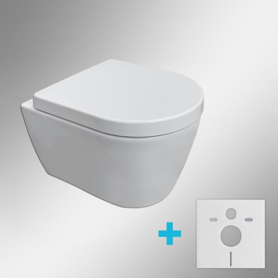 Duravit ME by Starck 壁掛式馬桶和 Tellkamp Premium 4000 馬桶座圈套裝短：無框馬桶，附配件