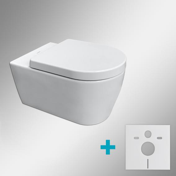 Duravit ME by Starck wall-mounted toilet & Tellkamp Premium 4000 toilet seat SET: rimless toilet, with accessories