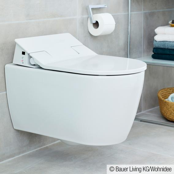 Duravit ME by Starck 壁掛式直沖馬桶，配有全新 SensoWash® Slim 馬桶座圈，無框套裝