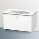 Starck 的 Duravit ME 洗臉盆，配有 Brioso 梳妝台，附 1 個拉出式隔間