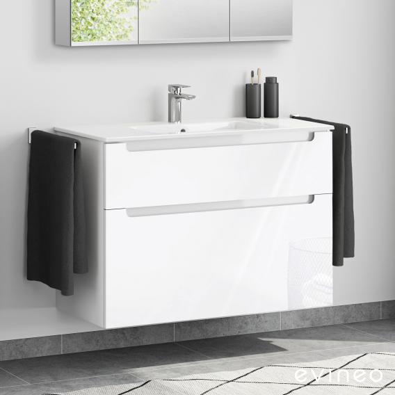 Duravit ME by Starck washbasin with evineo ineo5 vanity unit with 2 pull-out compartments