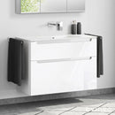 Duravit ME by Starck washbasin with evineo ineo5 vanity unit with 2 pull-out compartments