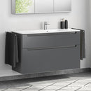 Duravit ME by Starck washbasin with evineo ineo5 vanity unit with 2 pull-out compartments