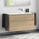Duravit ME by Starck washbasin with evineo ineo5 vanity unit with 2 pull-out compartments