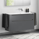 Duravit ME by Starck washbasin with evineo ineo5 vanity unit with 2 pull-out compartments