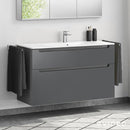 Duravit ME by Starck washbasin with evineo ineo5 vanity unit with 2 pull-out compartments