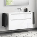 Duravit ME by Starck washbasin with evineo ineo5 vanity unit with 2 pull-out compartments