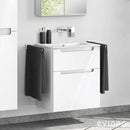 Duravit ME by Starck washbasin with evineo ineo5 vanity unit with 2 pull-out compartments
