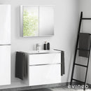 Duravit ME by Starck washbasin with ineo4 vanity unit with handle and mirror, with 1 tap hole