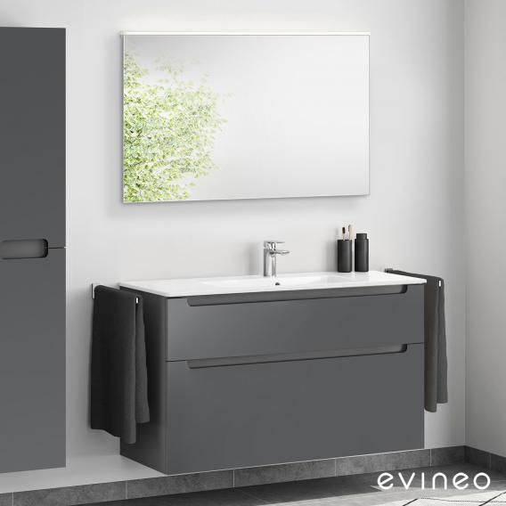 Starck 的 Duravit ME 洗臉盆，配有 ineo5 梳妝台，帶有嵌入式把手和鏡子