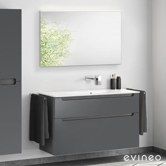 Starck 的 Duravit ME 洗臉盆，配有 ineo5 梳妝台，帶有嵌入式把手和鏡子