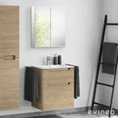 Duravit ME by Starck washbasin with ineo5 vanity unit with recessed handles and mirror cabinet