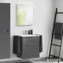 Duravit ME by Starck washbasin with ineo5 vanity unit with recessed handle and mirror