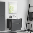 Duravit ME by Starck washbasin with ineo5 vanity unit with recessed handle and mirror