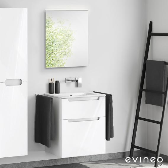 Starck 的 Duravit ME 洗臉盆，配有 ineo5 梳妝台，帶有嵌入式把手和鏡子