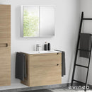 Duravit ME by Starck washbasin with ineo5 vanity unit with recessed handles and mirror cabinet