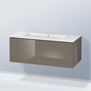 Duravit ME by Starck washbasin with L-Cube vanity unit with 1 pull-out compartment, with interior system in walnut