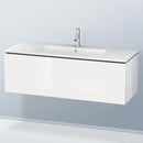 Duravit ME by Starck washbasin with L-Cube vanity unit with 1 pull-out compartment, with interior system in walnut