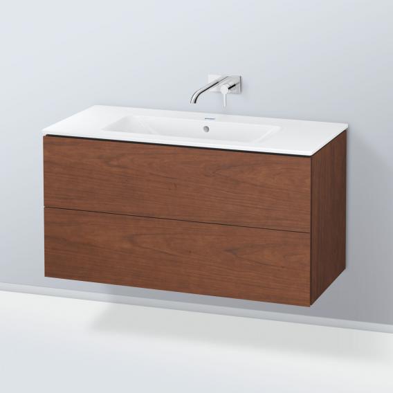 Duravit ME by Starck washbasin with L-Cube vanity unit with 2 pull-out compartments, with interior system in walnut