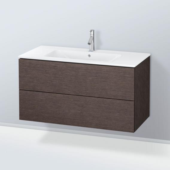 Duravit ME by Starck washbasin with L-Cube vanity unit with 2 pull-out compartments, with interior system in walnut