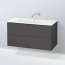 Duravit ME by Starck washbasin with L-Cube vanity unit with 2 pull-out compartments, with interior system in maple
