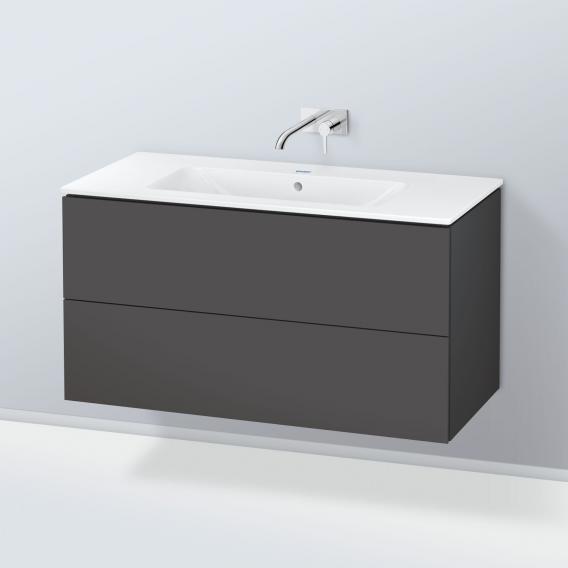 Starck 的 Duravit ME 洗臉盆，配有 L-Cube 梳妝台，附 2 個拉出式隔間，內部系統為楓木