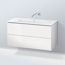 Duravit ME by Starck washbasin with L-Cube vanity unit with 2 pull-out compartments, with interior system in maple
