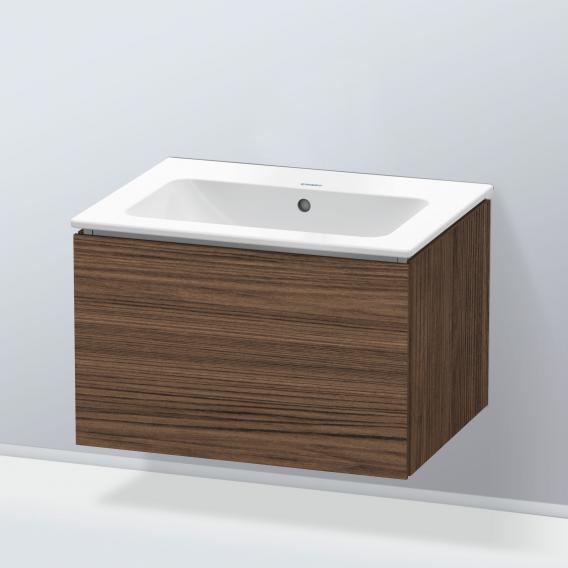 Duravit ME by Starck washbasin with L-Cube vanity unit with 1 pull-out compartment, with interior system in walnut