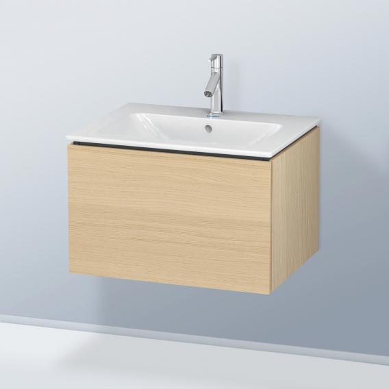 Starck 的 Duravit ME 洗臉盆，配有 L-Cube 梳妝台，帶 1 個拉出式隔間，內部系統為胡桃木