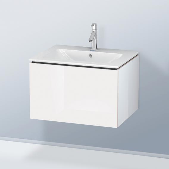 Duravit ME by Starck washbasin with L-Cube vanity unit with 1 pull-out compartment, with interior system in walnut