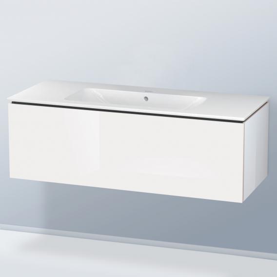 Duravit ME by Starck washbasin with L-Cube vanity unit with 1 pull-out compartment, with interior system in walnut