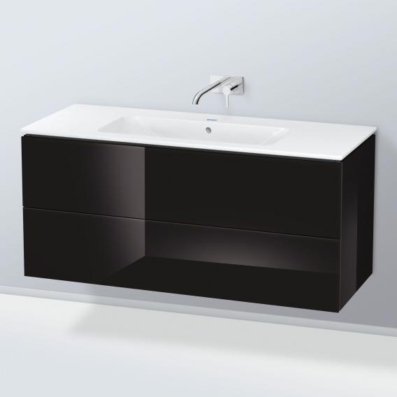 Duravit ME by Starck washbasin with L-Cube vanity unit with 2 pull-out compartments, with interior system in walnut