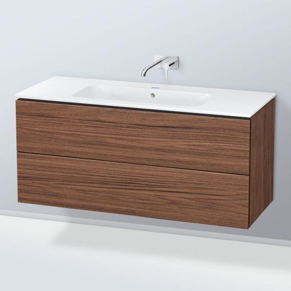 Starck 的 Duravit ME 洗臉盆，配有 L-Cube 梳妝台，附 2 個拉出式隔間，內部系統為楓木