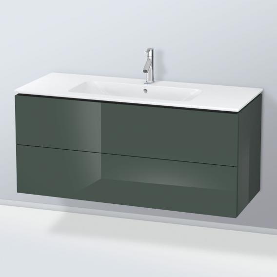 Duravit ME by Starck washbasin with L-Cube vanity unit with 2 pull-out compartments, with interior system in walnut