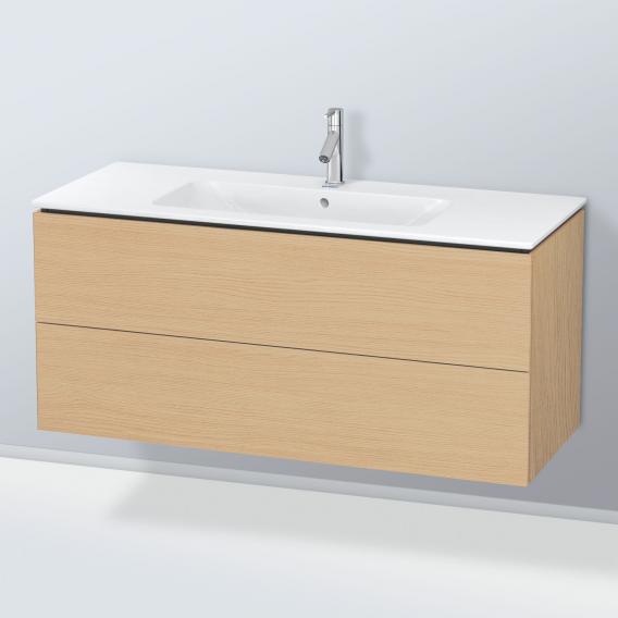 Starck 的 Duravit ME 洗臉盆，配有 L-Cube 梳妝台，附 2 個拉出式隔間，內部系統為楓木