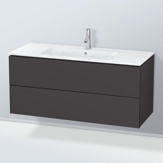 Duravit ME by Starck washbasin with L-Cube vanity unit with 2 pull-out compartments, with interior system in walnut