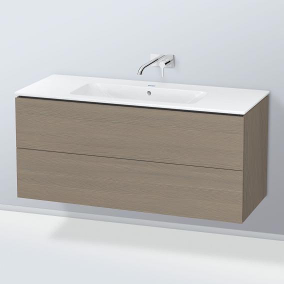 Starck 的 Duravit ME 洗臉盆，配有 L-Cube 梳妝台，附 2 個拉出式隔間，內部系統為楓木