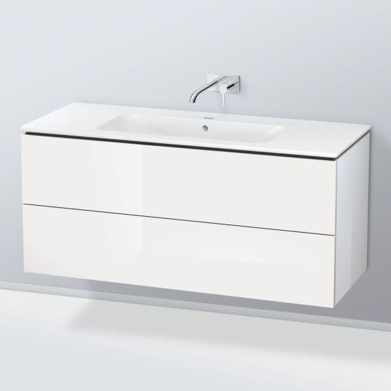 Duravit ME by Starck washbasin with L-Cube vanity unit with 2 pull-out compartments, with interior system in walnut