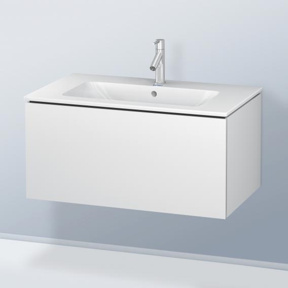 Duravit ME by Starck washbasin with L-Cube vanity unit with 1 pull-out compartment, with interior system in walnut