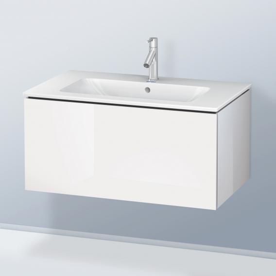 Duravit ME by Starck washbasin with L-Cube vanity unit with 1 pull-out compartment, with interior system in walnut