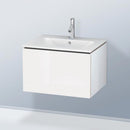 Duravit ME by Starck washbasin with L-Cube vanity unit with 1 pull-out compartment, with interior system in maple