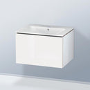 Duravit ME by Starck washbasin with L-Cube vanity unit with 1 pull-out compartment, with interior system in maple