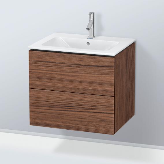 Duravit ME by Starck washbasin with L-Cube vanity unit with 2 pull-out compartments, with interior system in walnut