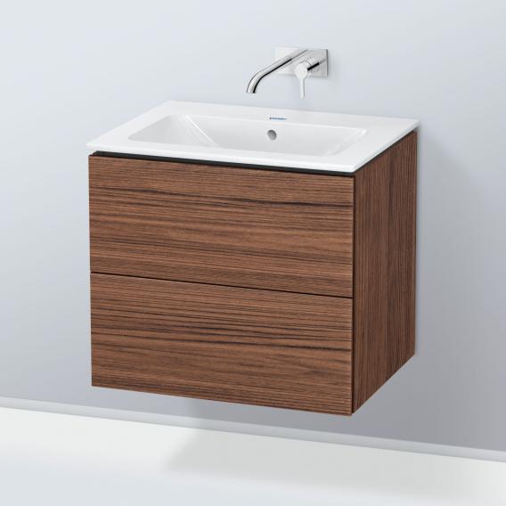 Duravit ME by Starck washbasin with L-Cube vanity unit with 2 pull-out compartments, with interior system in walnut