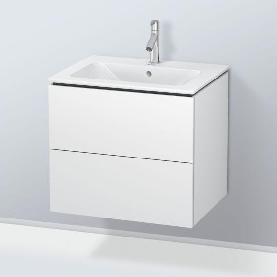 Duravit ME by Starck washbasin with L-Cube vanity unit with 2 pull-out compartments, with interior system in walnut