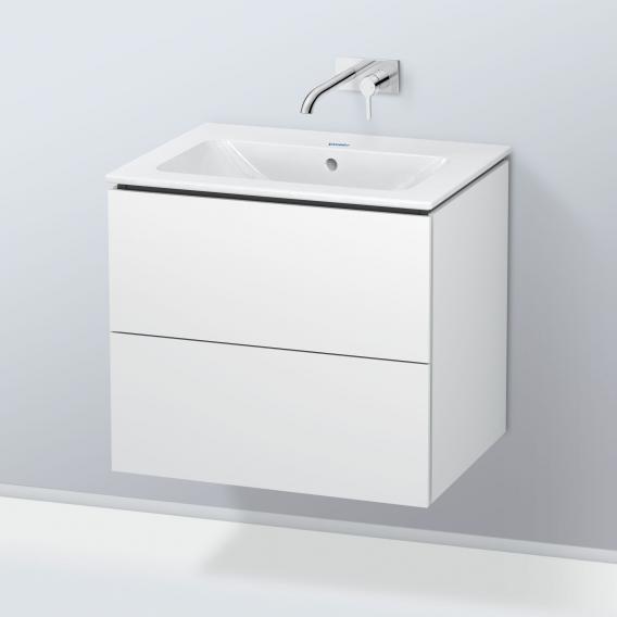 Duravit ME by Starck washbasin with L-Cube vanity unit with 2 pull-out compartments, with interior system in walnut