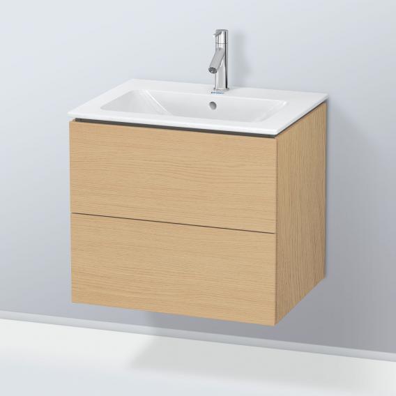 Duravit ME by Starck washbasin with L-Cube vanity unit with 2 pull-out compartments, with interior system in walnut